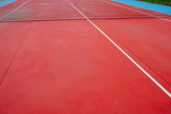 Net Empty Red Tennis Court — Stock Photo, Image