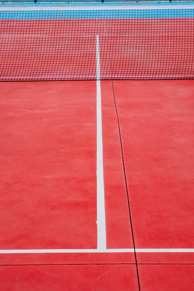View Net Empty Red Tennis Court — Stock Photo, Image