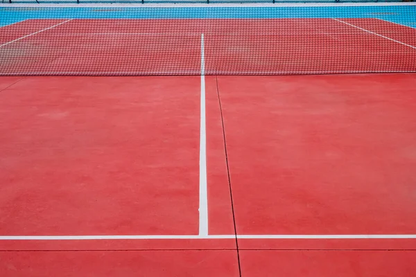 Net View Empty Red Tennis Court — Stock Photo, Image