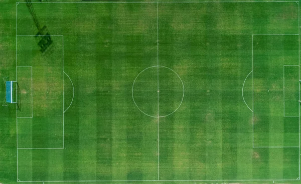 Zenithal Aerial View Natural Grass Football Field — Stock Photo, Image