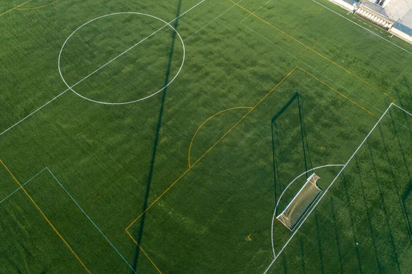 Vista Aerea Zenitale Campo Calcio Erba Artificiale — Foto Stock
