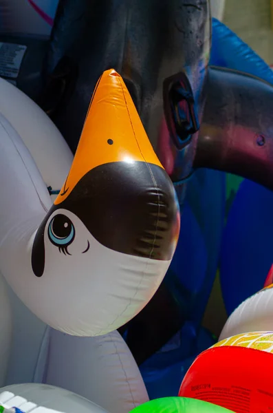 stock image detail of an inflatable float in the shape of a duck