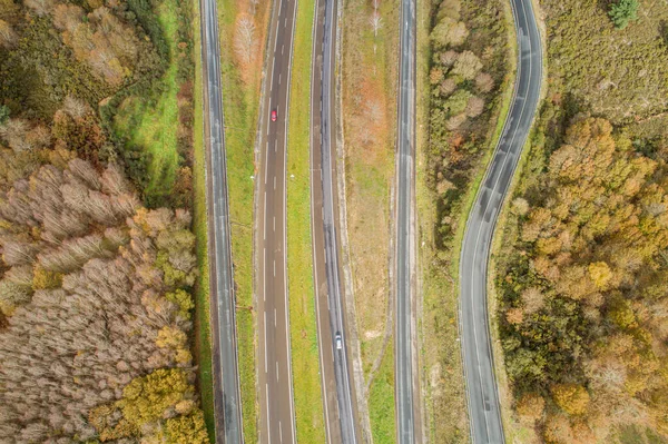 Aerial View Highway Fall Landscape — Stock Photo, Image