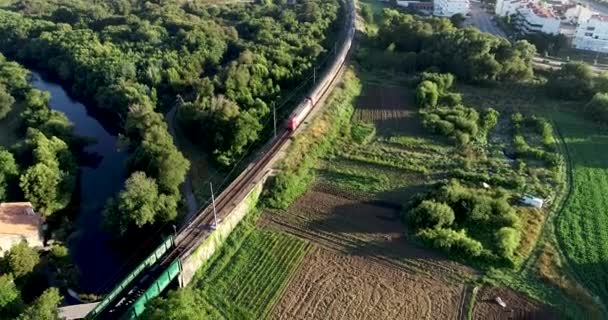 連続した列車の空中映像 — ストック動画