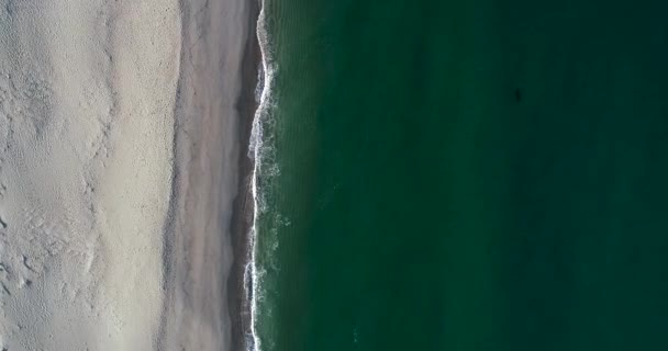 Aerial Footage Descending Beach Summer Day — Stock Video