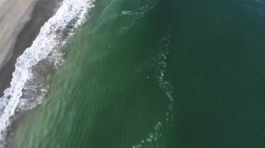 Bir kumsalın kıyısındaki hava aracı videosu. 