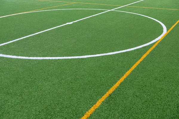 Detail Center Artificial Grass Side Soccer Field — Stock Photo, Image