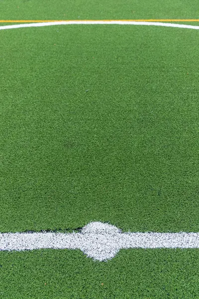 Detail Center Artificial Grass Football Field — Stock Photo, Image