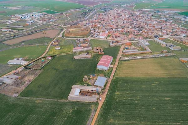 San Pedro de Latarce, Valladolid 'in hava aracı görüntüsü. İspanya