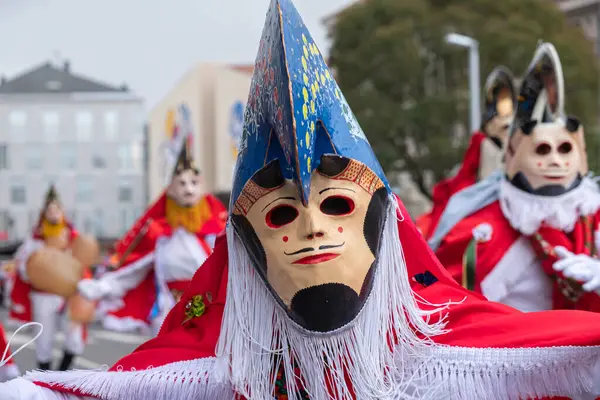 Xinzo Limia Spanien 2023 Traditionel Maske Xinzo Limia Carnival Pantalla - Stock-foto