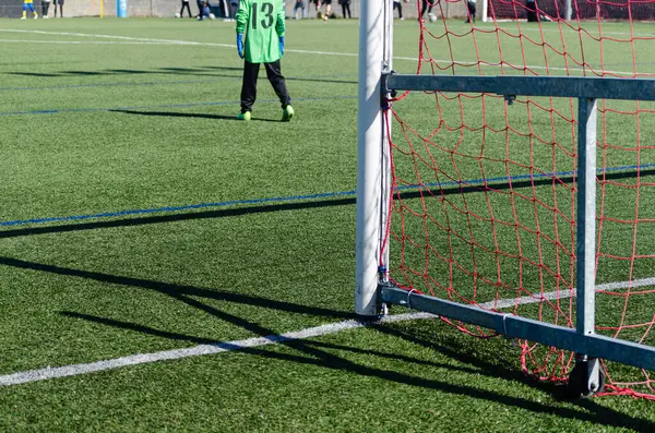 Boisko Piłki Nożnej Podczas Meczu Dla Dzieci — Zdjęcie stockowe