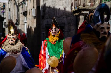 Geleneksel karnaval maskesi Xinzo de Limia, Ourense vilayetinden. Galiçya, İspanya.