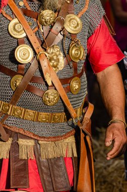 centurion uniform of the roman legion, in an act of historical recreation.