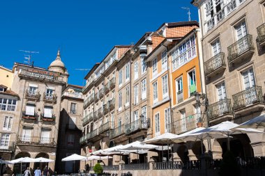 Ourense City Meydanı 'nın kısmi manzarası. Galiçya, İspanya