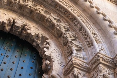 Galiçya 'daki Katedral' in kuzey cephesinde ayrıntılı görüş. İspanya.
