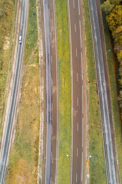 drone aerial view of the accesses and a freeway