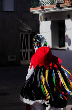 Xinzo de Limia, Spain 02 13 2023 Pantalla the traditional carnival mask. One of the most popular carnivals in Galicia, Entroido de Xinzo de Limia. clipart