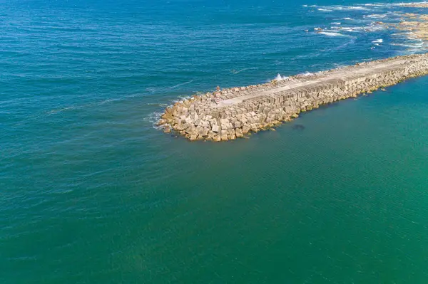 Letecký Pohled Groyne Pláži Vlnolamy Pro Ochranu Pobřeží Přístavu — Stock fotografie