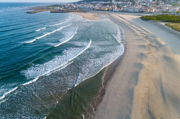 Drone Vista Sulla Spiaggia Vila Praia Ancora Viana Castelo Portogallo Foto Stock Royalty Free
