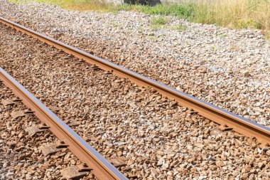 Railway infrastructure outdoors. Close up view clipart