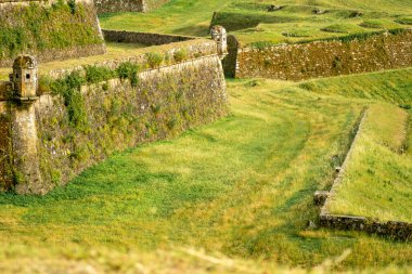 part of the walls of the fortified citadel of Valenca do Minho, Portugal. Vauban style fortification clipart