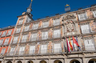 Madrid, İspanya 'daki ana meydanın bir kısmının görüntüsü. Turizm