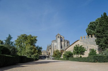 View of the round Templar Church of the Convent of the Order of Christ in Tomar, Portugal clipart