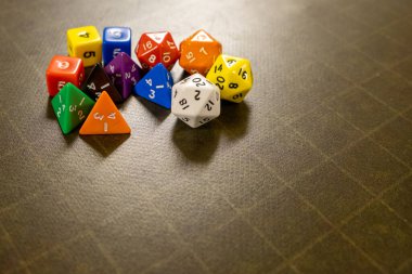 Set of dice for fantasy dnd and rpg tabletop games Board game polyhedral dices with different sides clipart