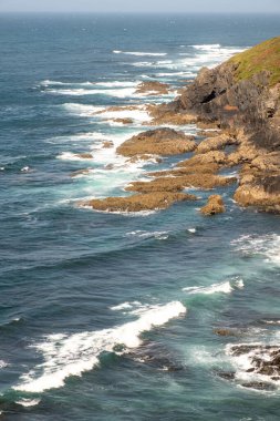 Asturias 'ın batı kıyısının manzarası, Cantabric Denizi. Atlantik Okyanusu