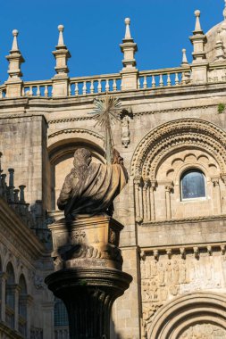 Praterias Meydanı ve Santiago de Compostela Katedrali 'nin güney cephesi. Galiçya, İspanya