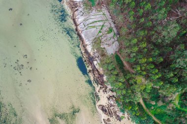 Galiçya 'daki bir Riye' nin detaylı hava görüntüsü, bir İHA 'nın üst görüntüsü..