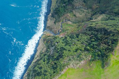 cliff on the north coast of Sao Miguel Island, Azores. Portugal. Aerial view Zenithal with drone. clipart