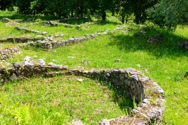 Dairesel bir Demir Çağı yerleşiminin kalıntıları. Castro de Castromao, Galiçya 'dan Hillfort. İspanya