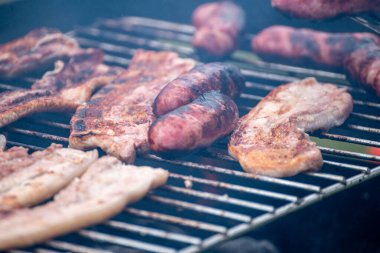 Kömür Izgarasında Yakın Çekim Açık hava Pişirme Konsepti