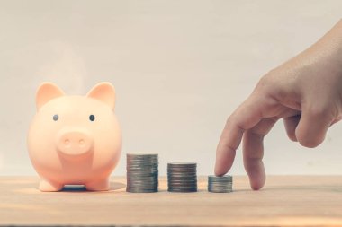 Domuz kumbarası gelecek için para biriktiriyor..