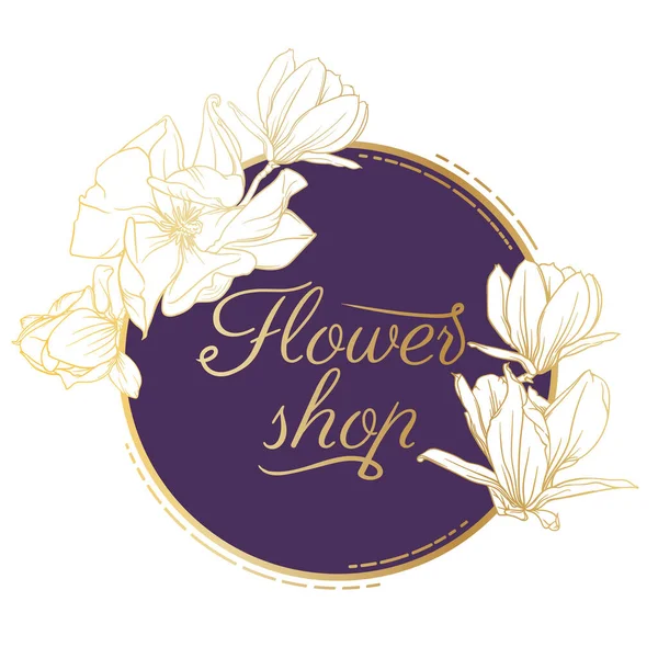Modèle Carte Idée Logo Avec Des Éléments Floraux Cadre Avec — Image vectorielle