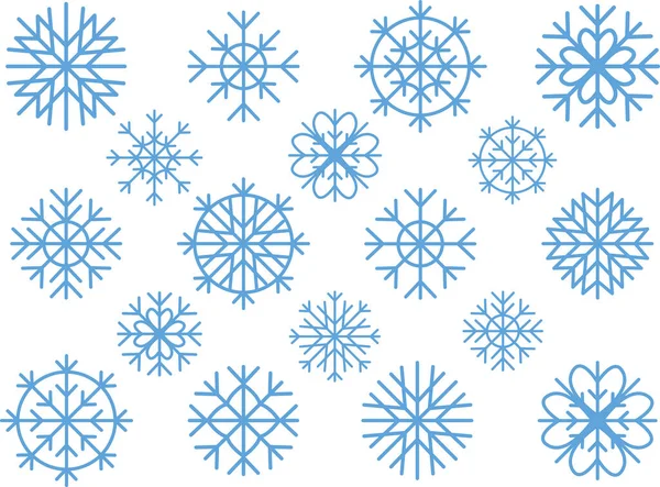 Set Dari Vektor Snowflakes Latar Transparan - Stok Vektor