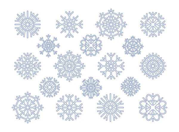 Набор Векторных Снежинок Белом Фоне — стоковый вектор