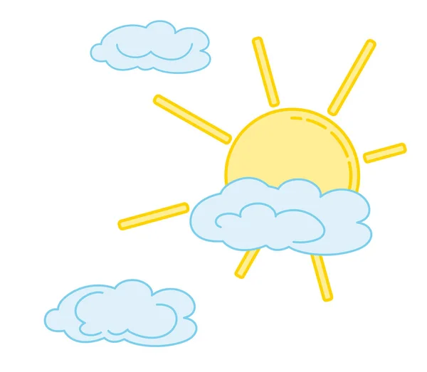 Illusztráció Nap Felhők Felhős Időjárás Részben Felhős — Stock Vector