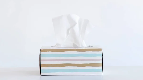 Light Color Napkin Tissue Box White Background Cold Flu Concept — Stock Photo, Image