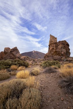 Teide Ulusal Parkı 'nda gün batımı, Tenerife, Kanarya Adaları, İspanya.