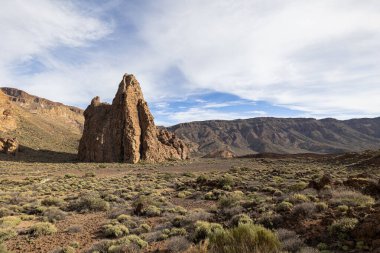 Llano de Ucanca 'da kaya oluşumları, Teide Ulusal Parkı, Tenerife, Kanarya Adaları