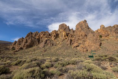 Llano de Ucanca 'da kaya oluşumları, Teide Ulusal Parkı, Tenerife, Kanarya Adaları