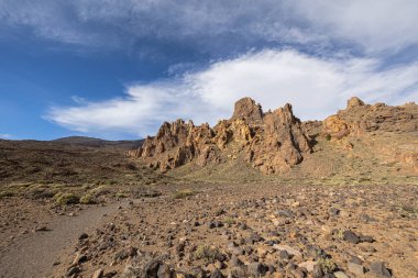 Llano de Ucanca 'da kaya oluşumları, Teide Ulusal Parkı, Tenerife, Kanarya Adaları