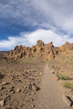 Llano de Ucanca 'da kaya oluşumları, Teide Ulusal Parkı, Tenerife, Kanarya Adaları