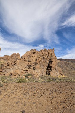 Llano de Ucanca 'da kaya oluşumları, Teide Ulusal Parkı, Tenerife, Kanarya Adaları