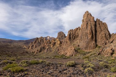Llano de Ucanca 'da kaya oluşumları, Teide Ulusal Parkı, Tenerife, Kanarya Adaları
