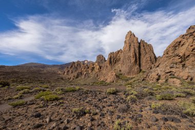 Llano de Ucanca 'da kaya oluşumları, Teide Ulusal Parkı, Tenerife, Kanarya Adaları