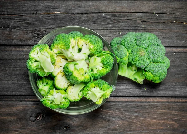 Broccoli Bowl Wooden Background — Stock Photo, Image