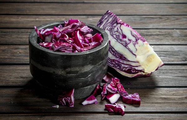 Cabbage Salad Bowl Wooden Background — Stock Photo, Image